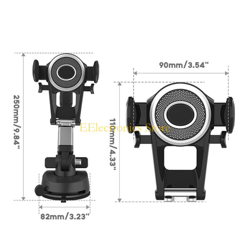 B03C Universal Car Cell-Phone Mount Cradles Extendable Holder Powerful Clamps Sucker Cup Bracket Arm for Auto Center Console