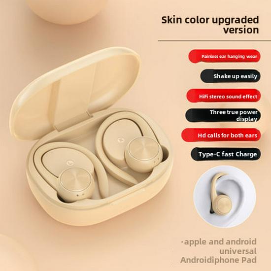 R200tws Sport Bluetooth 5.3 Ohrbügel-Headset mit schweißresistentem Design & LED-Anzeige.