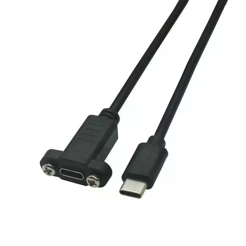 1 Stück Panelmontage Typ-C USB-C Stecker auf Buchse Verlängerungskabel Mit Schraubloch Verriegelungsstecker Kabel 0,3/0,5/1/1,5 Meter
