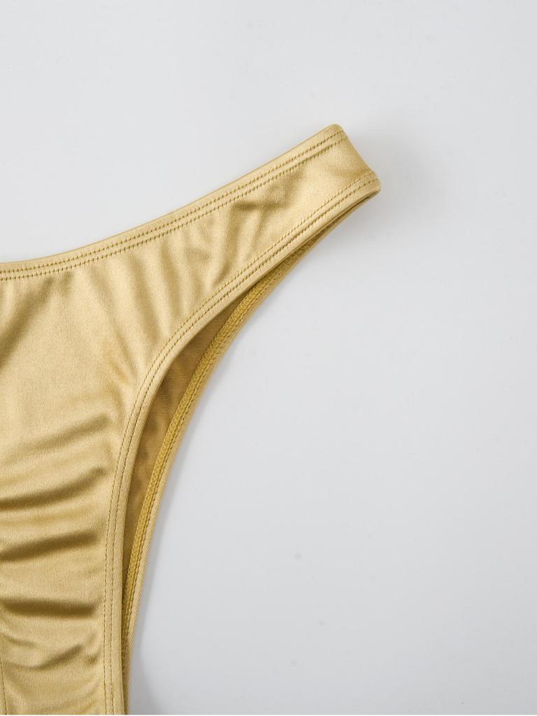 2024 Women's European & American Swimwear: New Sexy U-Shape & V-Shape Metal Bikinis in Stock