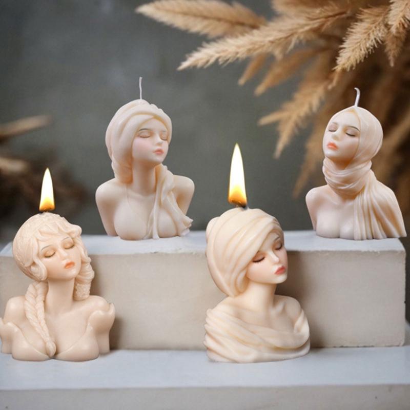Silicone Molds Girl Portrait Candle Molds Epoxy Resin Molds Castings Molds Ornament Plasters Molds Candle Making Molds