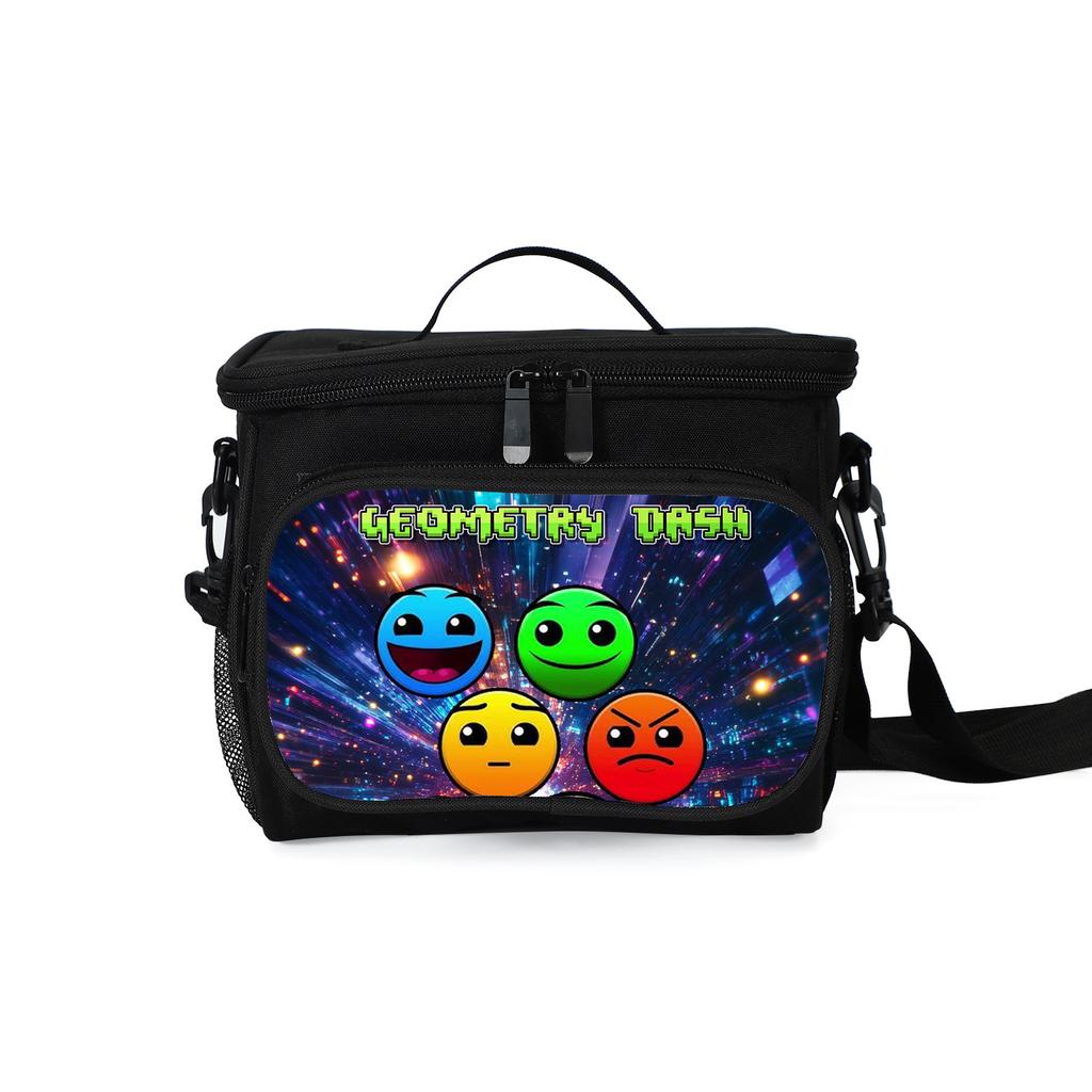 Geometry Dash Lunch Box for Kids Teens Insulated Lunch Bag Portable Cooler Bag Large Capacity Gray