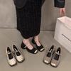 One-word buckle premium thick heel summer Internet celebrity versatile single shoes women  feeling foreign spring Mary Jane shoes