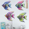 4 Pcs Wooden Fish Wall Decor Coastal Tropical Fish Wall Art Nautical Beach Theme Ocean Animal Hanging Sculpture for Bathroom Living Room Patio Decor