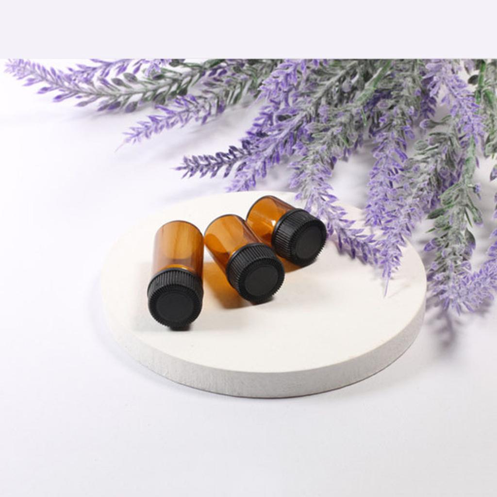 100Pcs Essential Oil Bottle Mini Small Portable Travel Glass Liquid Formulas Container Brown 2ml