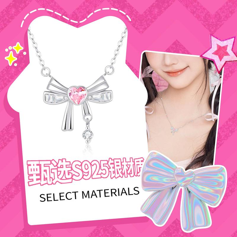 Barbie necklace Love bow, sparkling butterflies, flower fairy, sweet, fashionable and versatile, forest style, exquisite and cool, niche Ba2506076