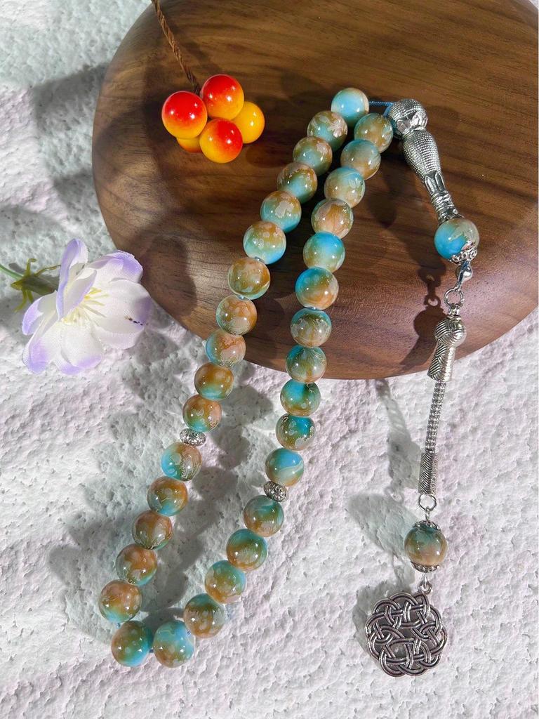 High-Quality Glass Arabic Prayer Beads Bracelet - Muslim Handheld Rosary