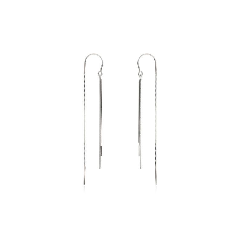 Round Face Thin Ear Chain Femininity Niche Design Fashion Personality Long Snake Bone Chain Fringed Earrings