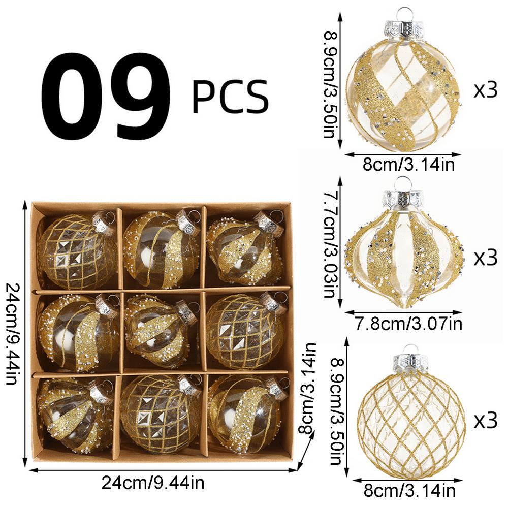 Christmas Ornaments Set 9 Pieces Clear Holiday Decorations Shatterproof Balls Ornaments For Home Family Gathering Dinner