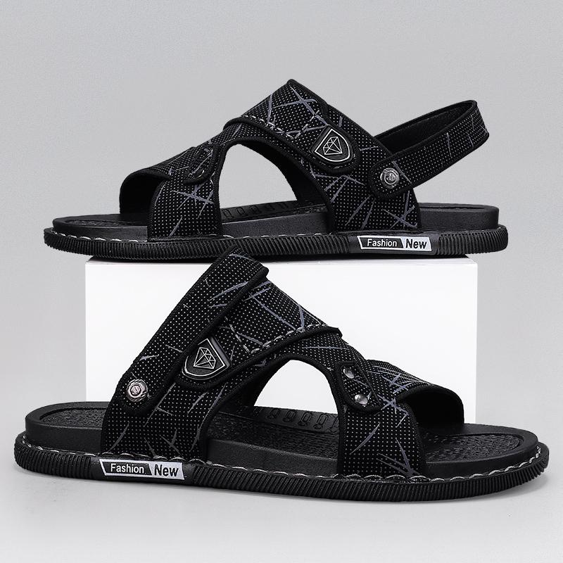 Модные мужские сандалии Модные летние новые шлепанцы Кожаные повседневные сандалии — фото 5