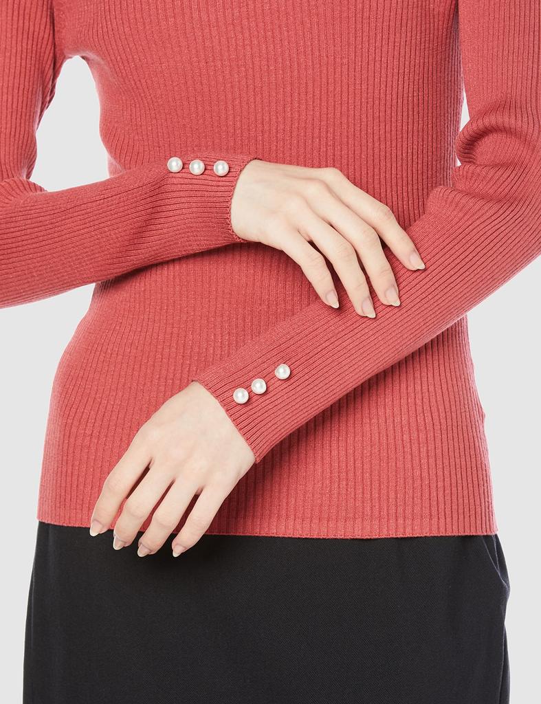 Jill by Jill Stuart Women's Feather Edge Skala Rib Knit Sweater, Red, FR