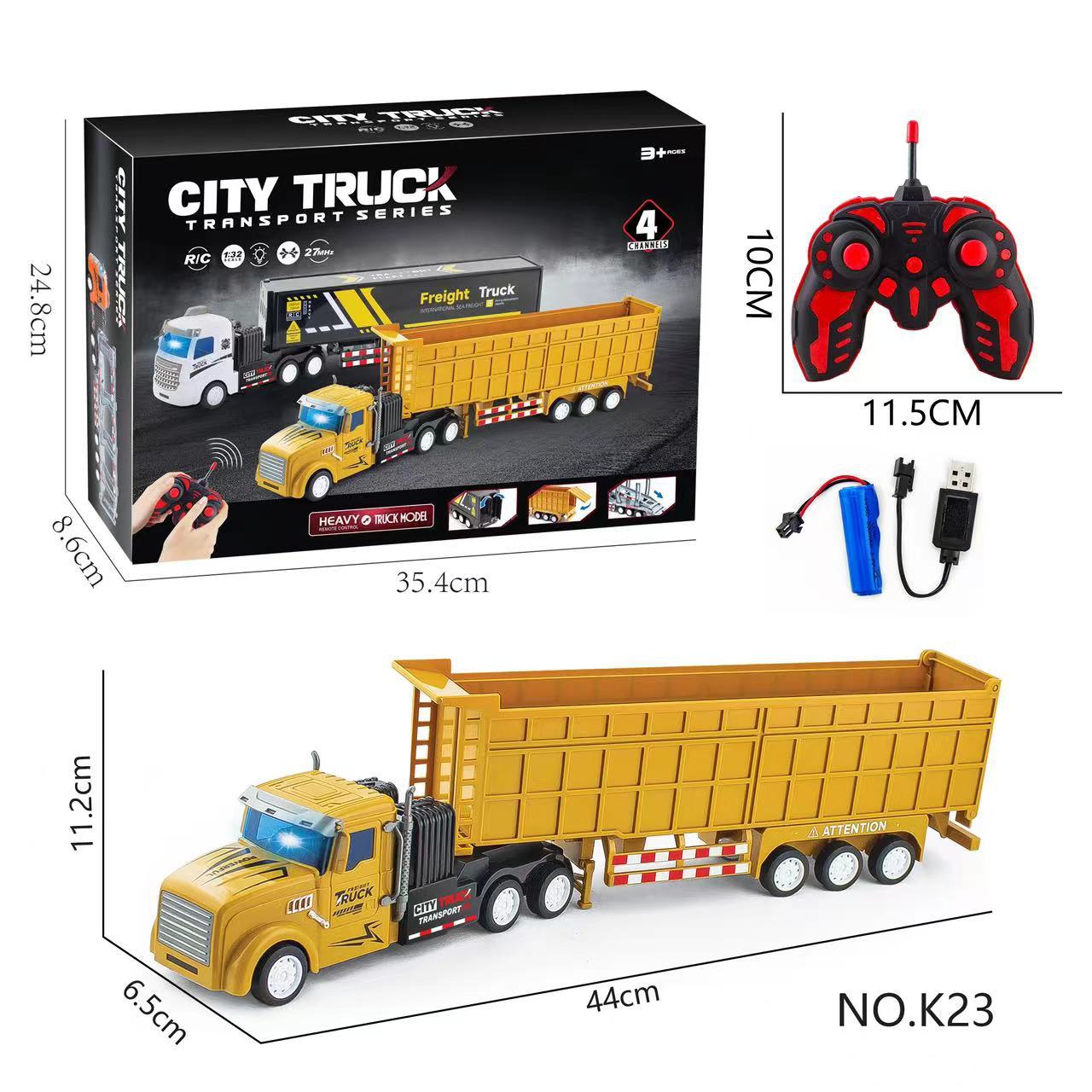 

Children S Toys Electric Remote Control Car Semi-Trailer Freight Truck Container Truck Transporter Toy Model