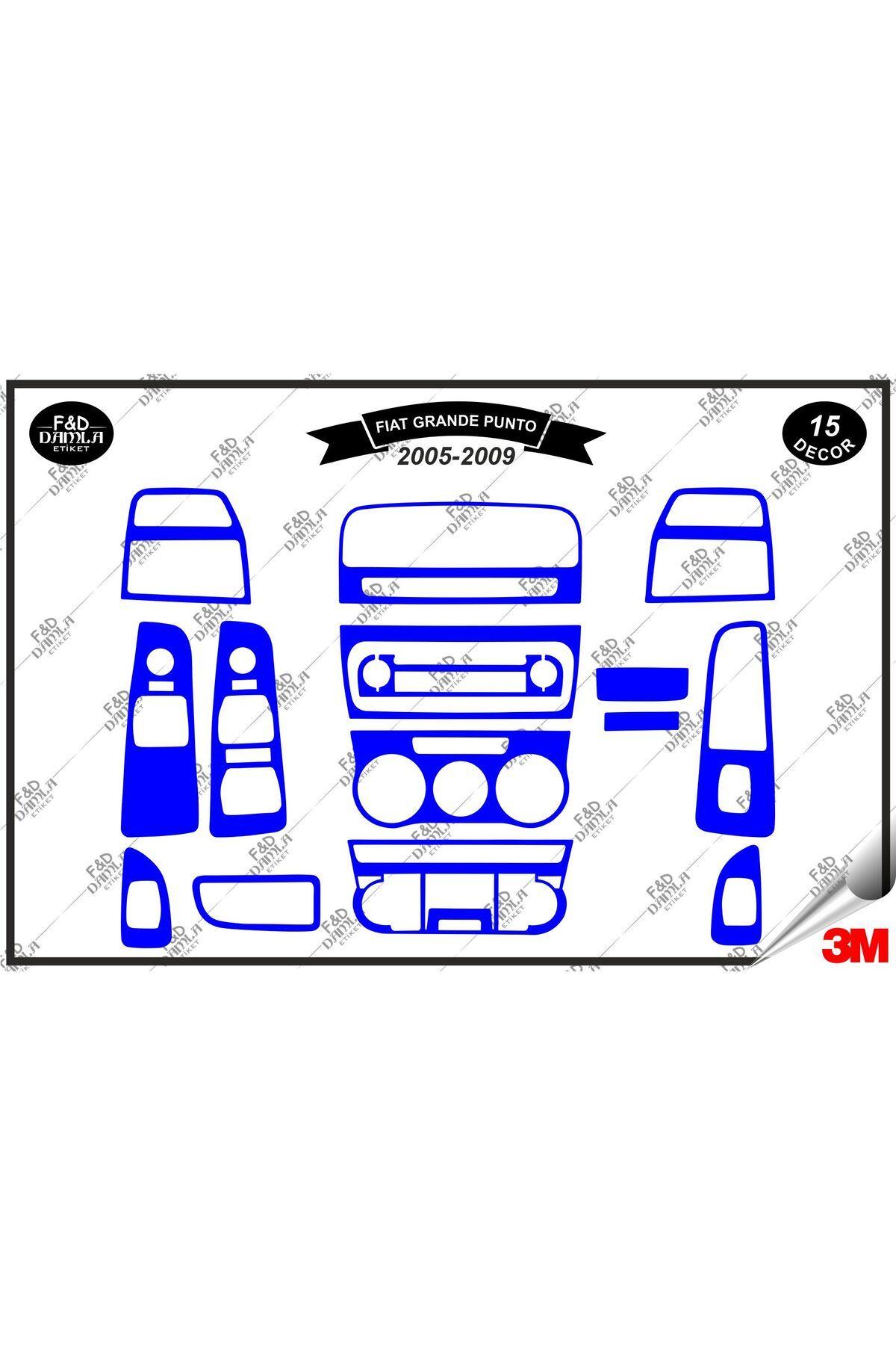 

Fiat Grand Punto 2005-2009 Torpido Konsol Trim Göğüs Maun Kaplama Set 15 Parça Mavi