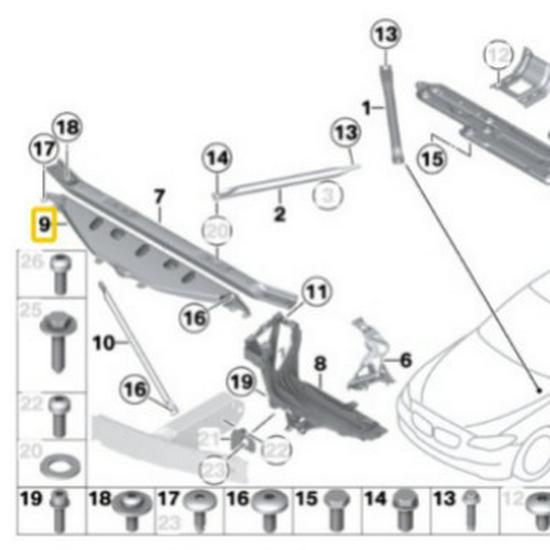 BMW F10 Řada 5 Přední horní držák chladiče 51647200689