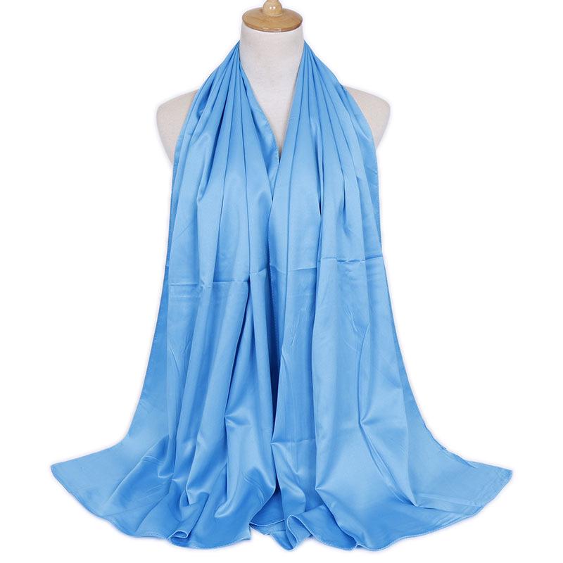 Fashion new plain malaysia satin silk hijab scarf solid color long muslim scarves headscarf turban muslim shawl female