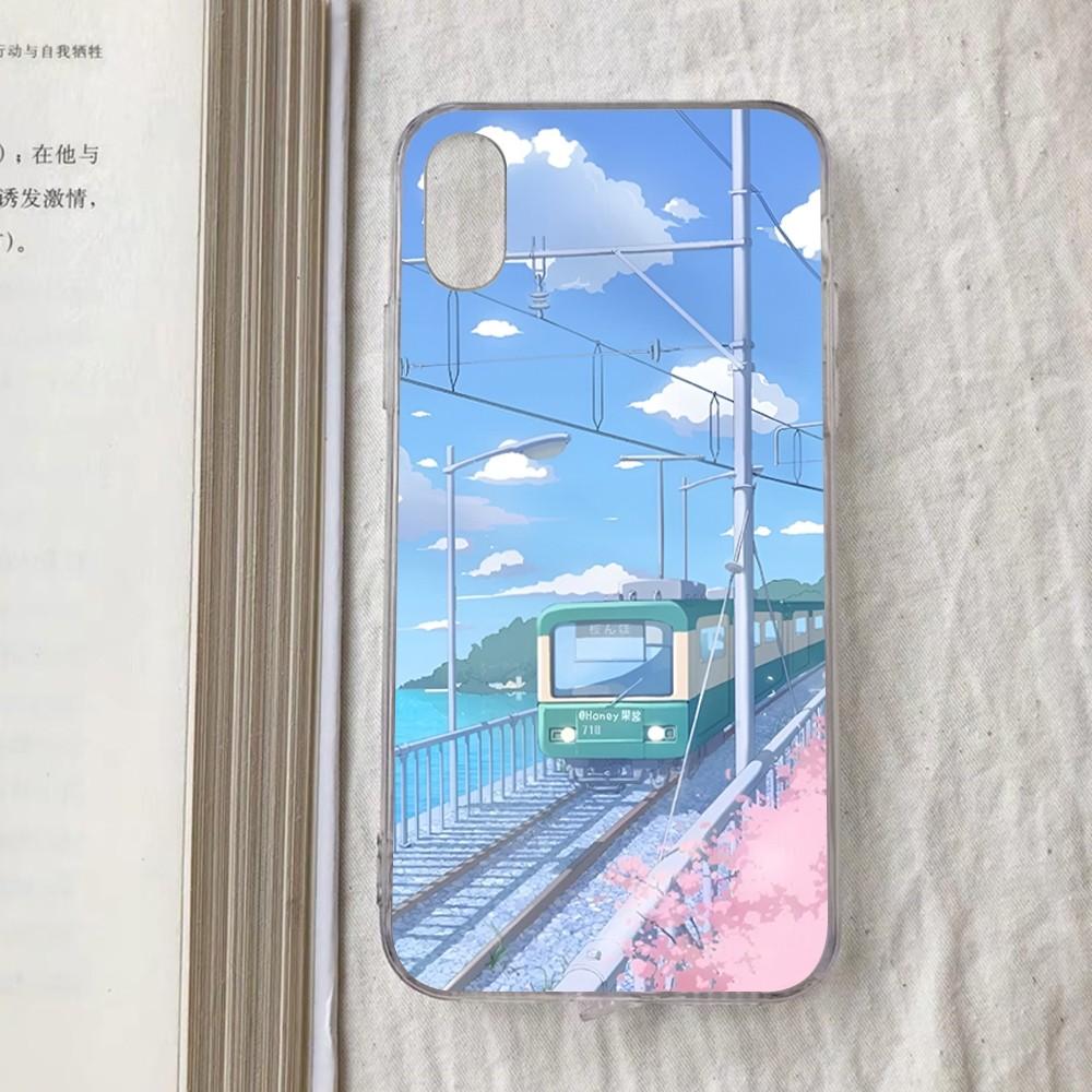 Japan Anime Landscape Phone Case For iPhone 15 13 14 Pro Max XS XR 12 11 Pro 13 Mini 6 7 8 Plus Clear Back Cover Capa