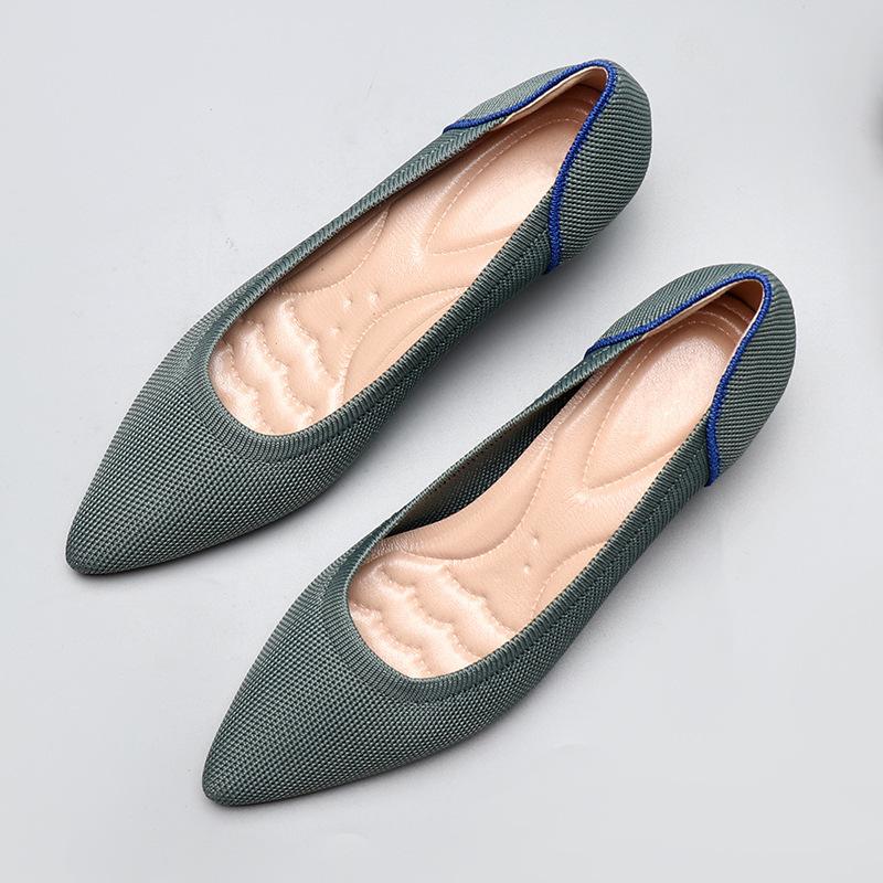 

Spring and Autumn Flying Knitted Single Shoes Middle Heel Knitted Flying Thread Knitted Thin Heel Cat Heel Pad Shoes Thick Heel 34 червоний