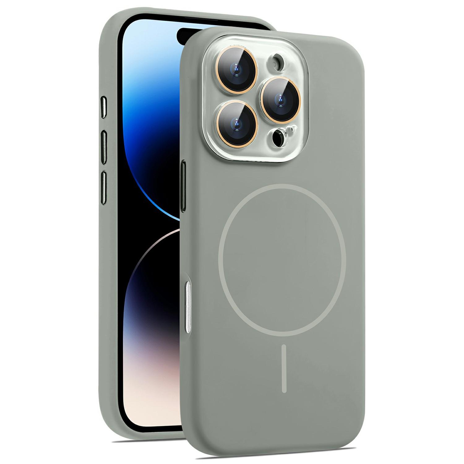 

Чехол для iPhone 16 Pro Max, совместимый с MagSafe, силиконовая накладка для телефона с полной защитой объектива камеры Titanium Grey