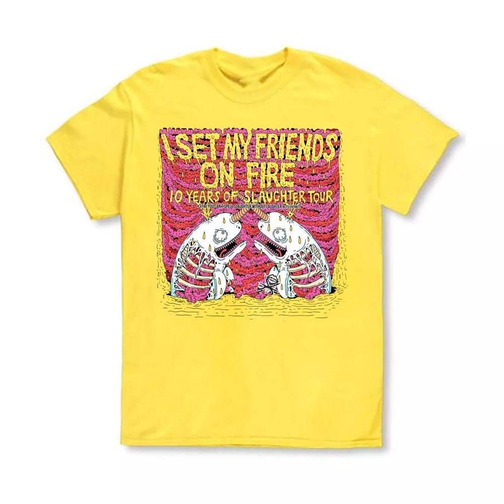 Rare I Set My Friends On Fire Band Tour Gift For Fan S to 5XL Yellow T-shirt AR8 Unisex T-Shirt S