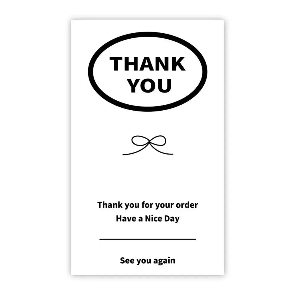 50PCS White Thank You for Your Order Stickers 5.4*9cm Commodity Packaging Flower Sealing Labels for Small Business