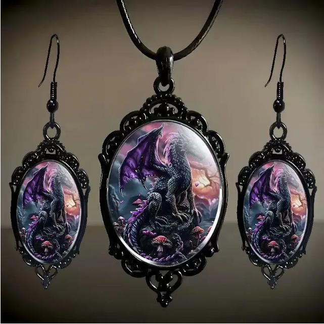 

Fashionable Retro Elegant Necklace Earring Three Piece Set One Size