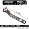 Nut Wrench M10 M13 Four-prong Wrench Compact Lightweight High Carbon Steel Heat Treated Chrome Plated For Disc Removal