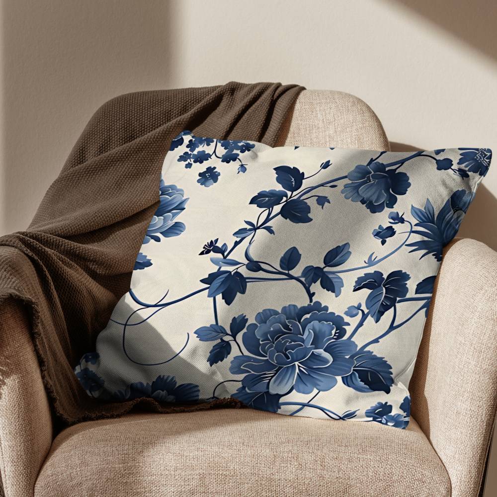 BBlue and White Porcelain Pillow Case Sofa Living Room Bedroom Headboard Backrest Cushion Square Cushion Nap Time