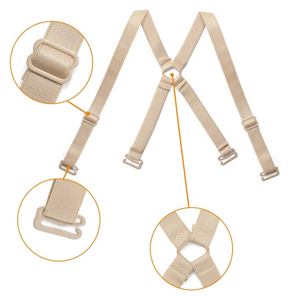 uxcell Adjustable Cross Back Bra 12mm Available in Skin Tone 1 and Black Straps, Non-Slip, Wide,