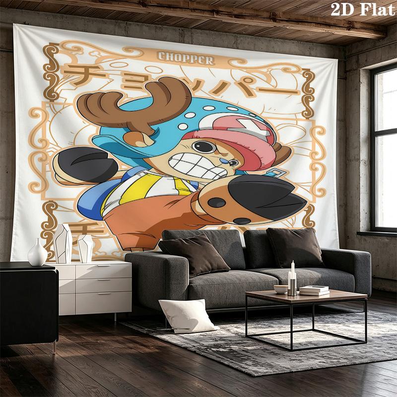 One Piece Tony Tony Chopper Wall Tapestry Aesthetic Wall Hanging Printed Fabric Blanket Decorative Tapestries for Bedroom Living Room Home Decor