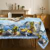 European Coastal Town Mediterranean Lemon Tablecloth for Table Decor Blue Ocean Buffalo Plaid Table Cloth Holiday Party Decor