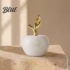 Esculturas de Resina Glaseada Lisas Manzana Figura con Hoja Adorno de Fruta Minimalista Decoración Moderna para el Hogar Artesanía Decoración de Escritorio Oficina Decoración para Inauguración de Casa