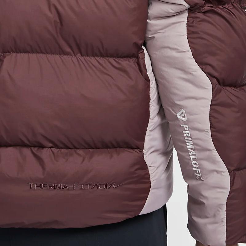 Nike ACG Series PrimaLoft Color Block Hooded Zipper Warm Puffer Jacket Women Jackets Red FZ6762-652