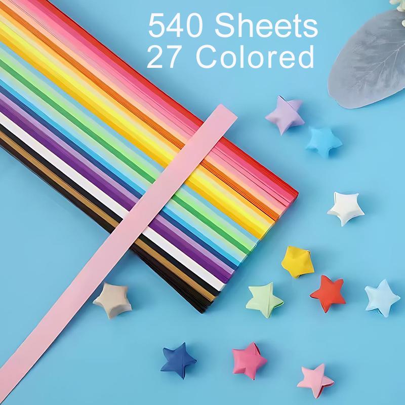 540Sheets/Set Double Sided Color Origami Stars Paper Folding Lucky Star Birthday Festival Party DIY Handmade Decoration Gift ZYF