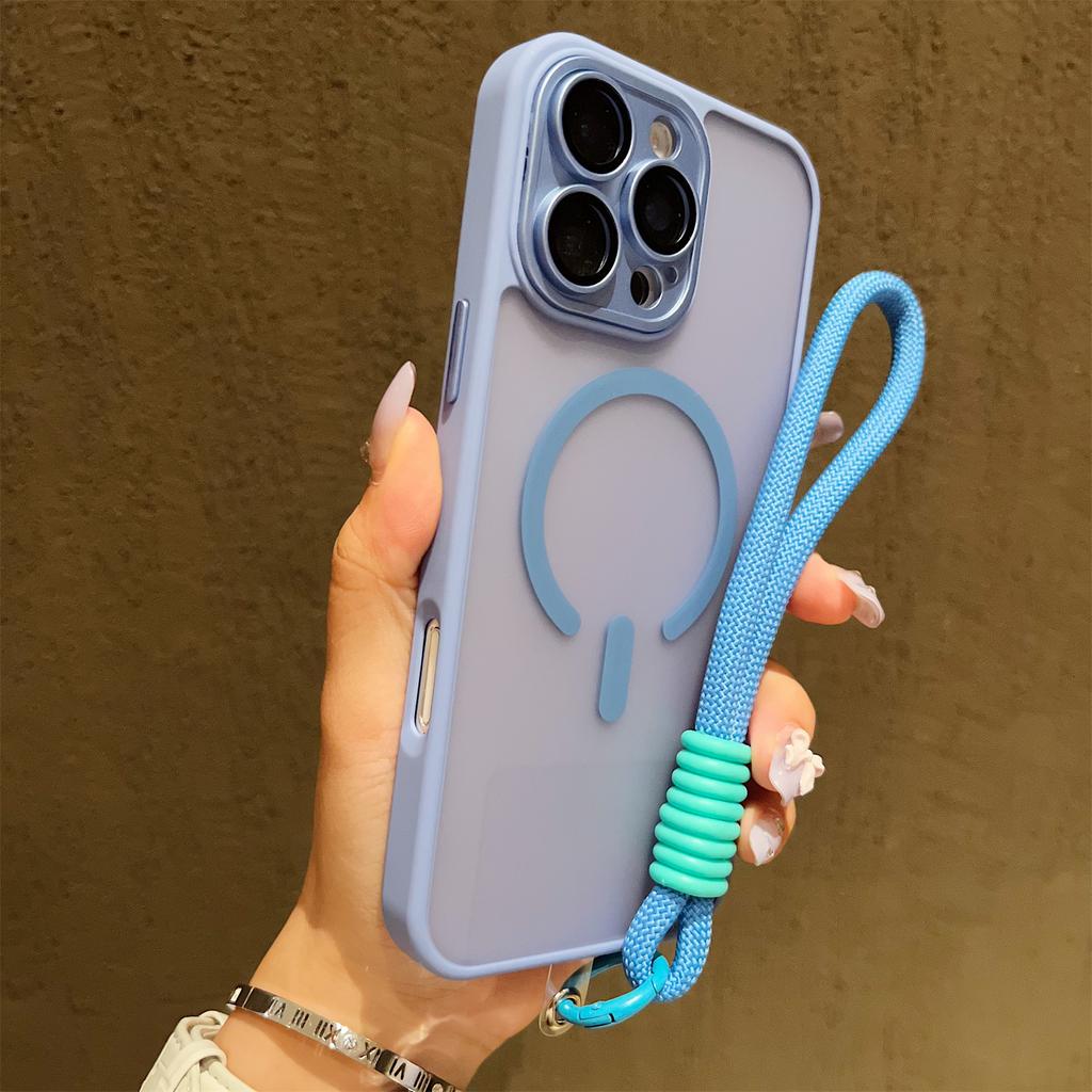 Funda Protectora Transparente Magsafe Antigolpes con Borde Mate Para Para Iphone 17 16 14 13 Mini 15 12 11 Pro Max Plus Correa de Muñeca Cubierta Magnética