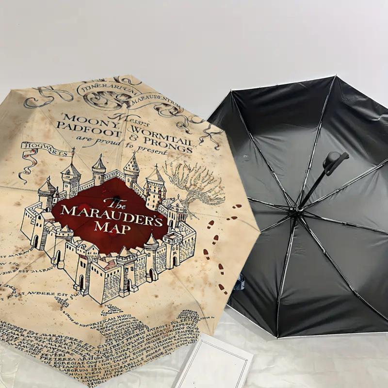 1PC MARAUDER'S MAP Umbrella-8-Rib Reinforced, Automatic Open, Lightweight & Durable, Cute Fashion Accessory for Outdoor, D2665