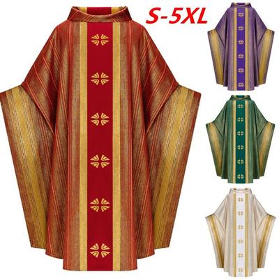 Liturgické rúcho Vintage kláštorný ornát Kostol Duchovenstvo Voľný kabát Kňaz Cape Plášť Oblečenie 4 farby