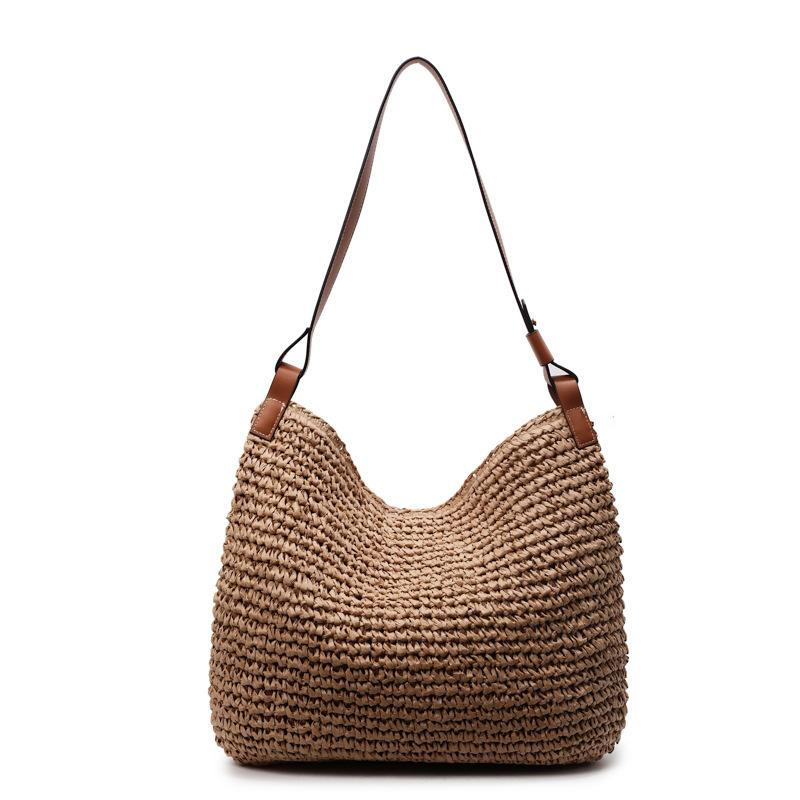 Large capacity straw woven bag women's new fashion shoulder crossbody armpit bag vacation beach woven bag