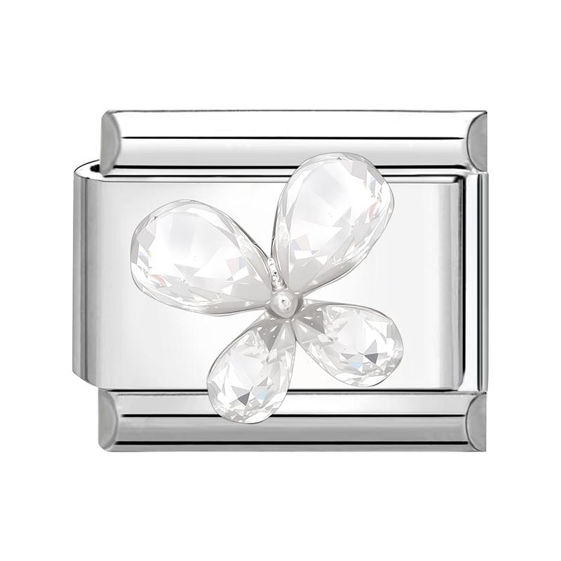 New Shiny Zircon Heart Butterfly Flower Star Bow Italian Charm Links Fit 9MM Stainless Steel Bracelet Girls' DIY Making Gift