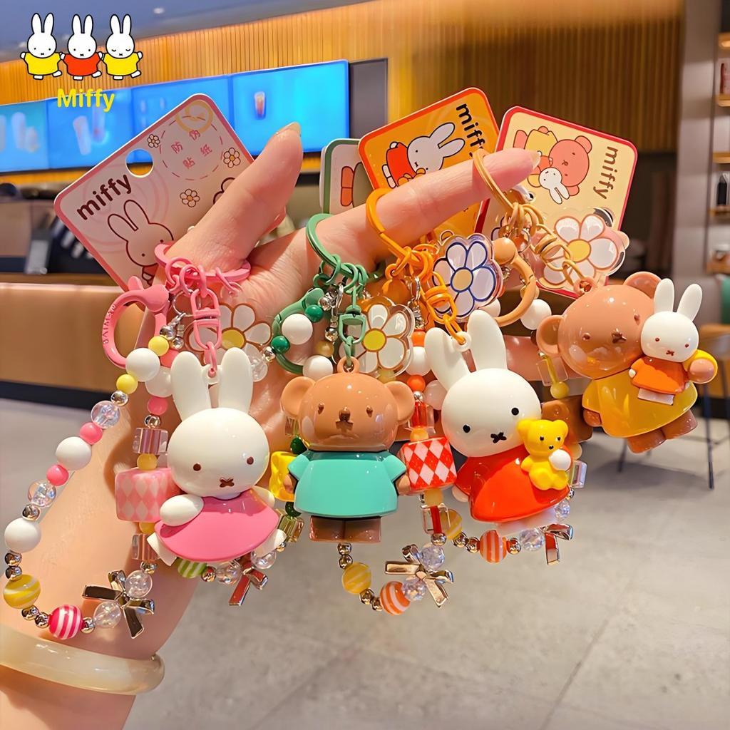 Kawaii Miffy Rabbit Keychain Doll Cutegirlish Cartoon Creative Diy Keychain Schoolbag Gift