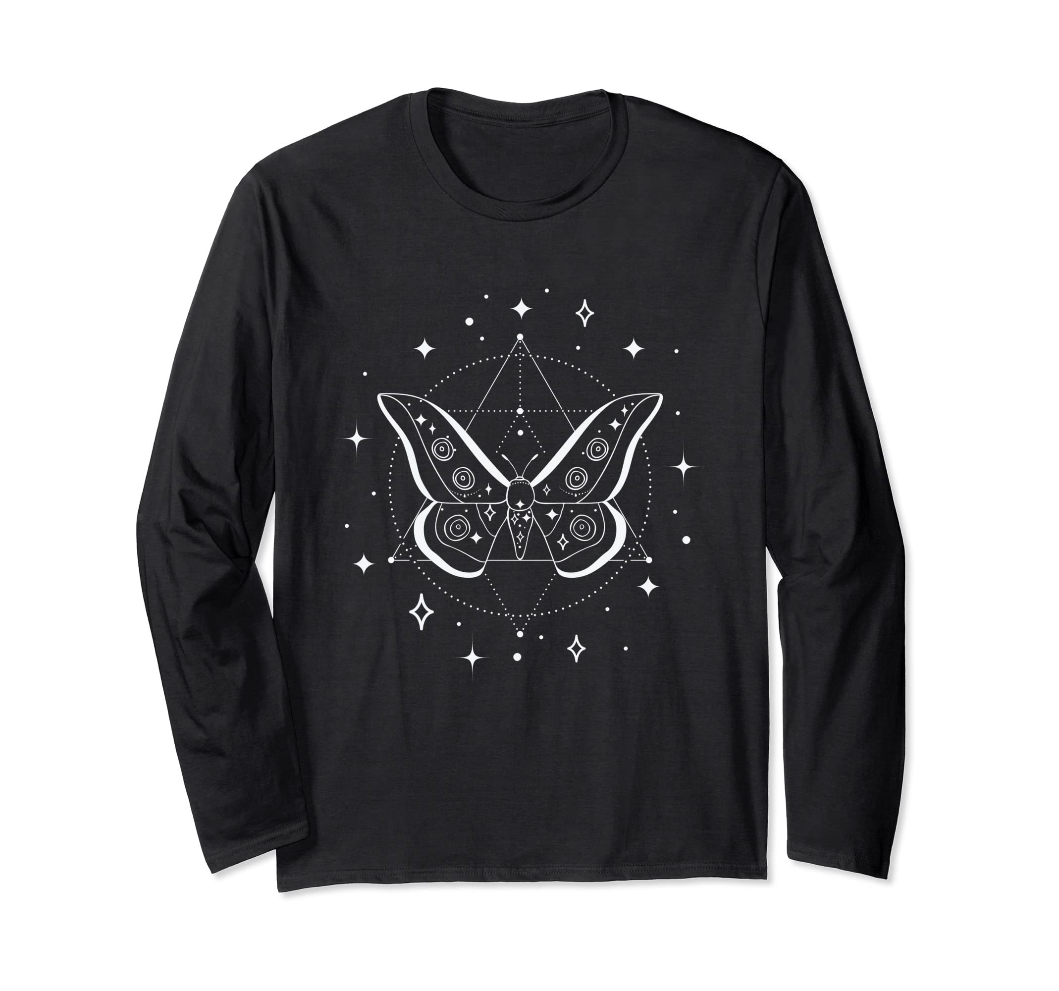 

Celestial Body Butterfly Line Art Insect Fan Mysterious Star Long Sleeve T-Shirt чёрный