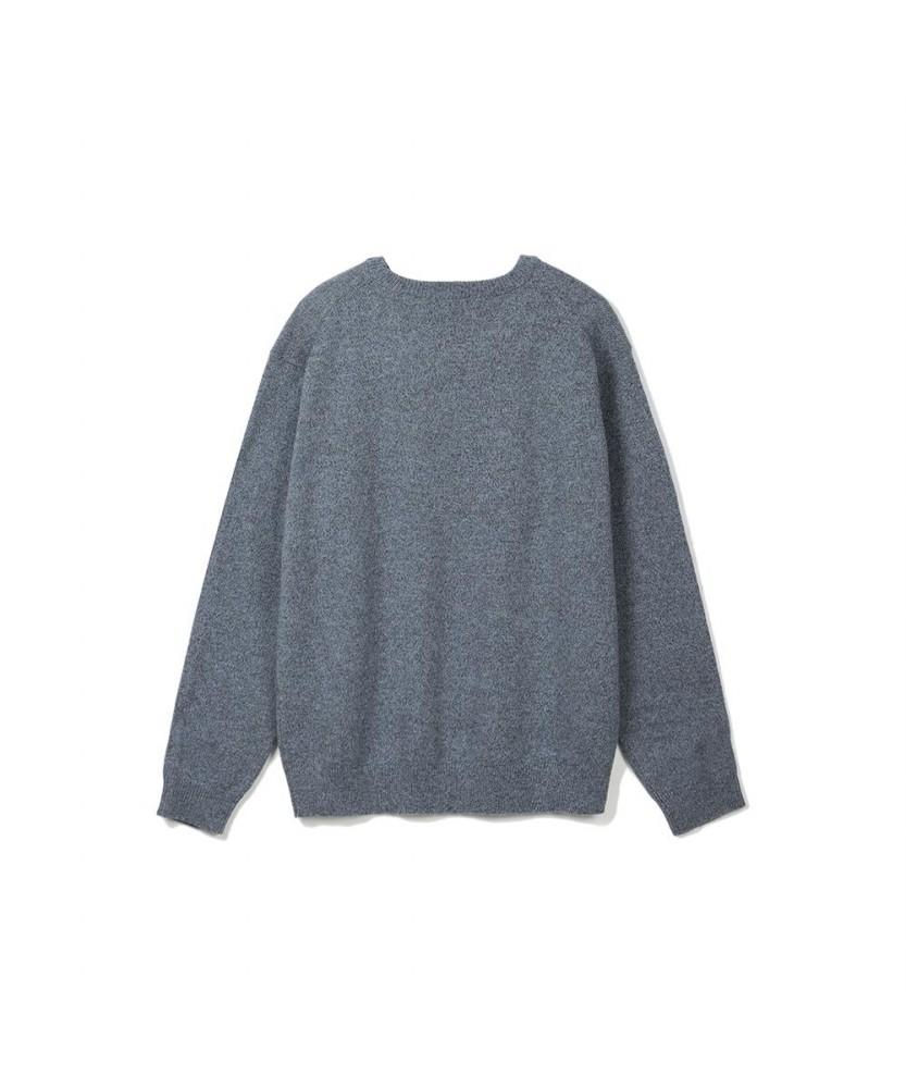 NOTIG Wool Blend Tweed Round Knit Navy_Okw2Swrl201N1