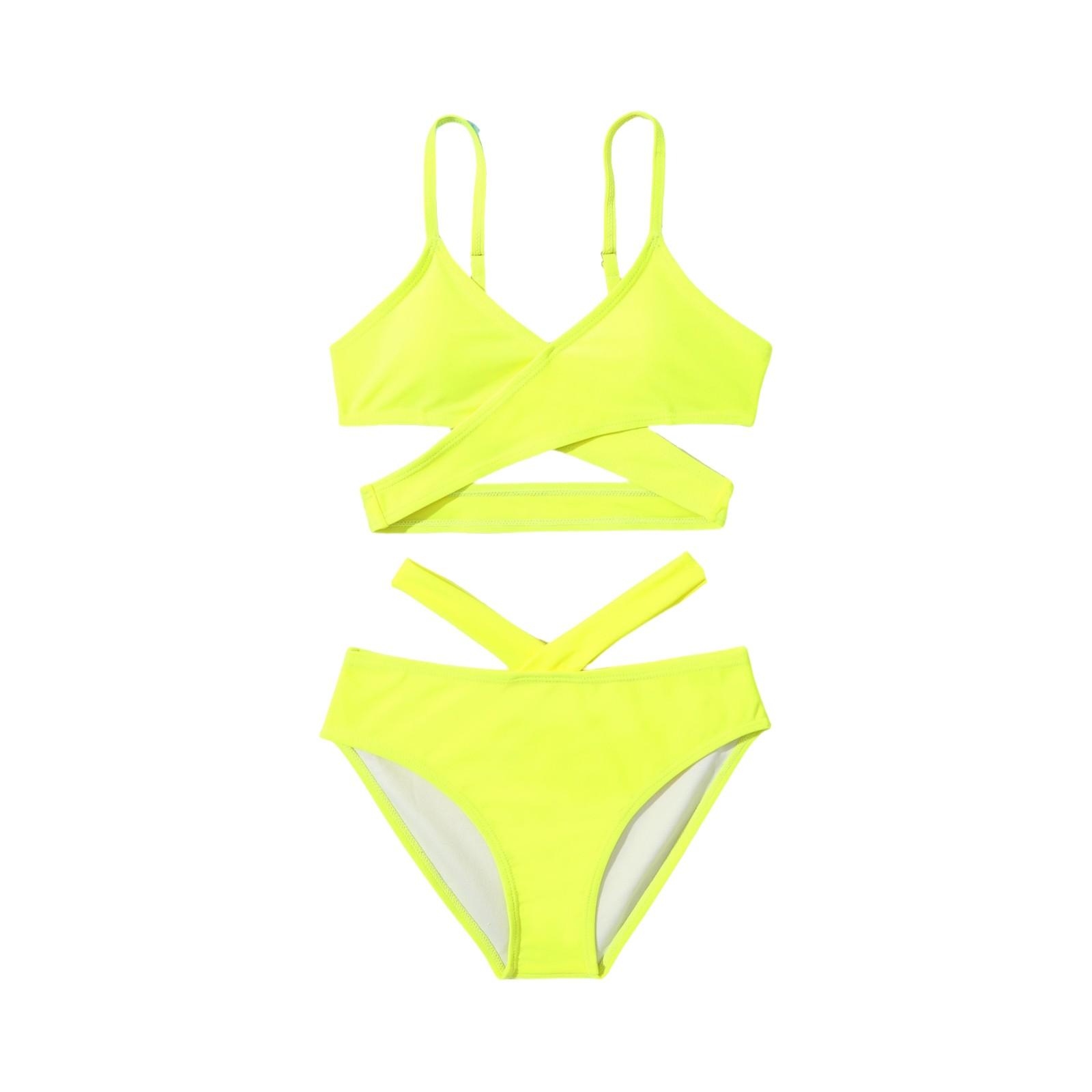 

Комплект купальника бикини для девочек - Подростковый раздельный купальник для детей старшего возраста 160 жёлтый