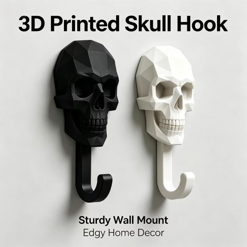 Realistic Gothic Skull Wall Hook - Embossed Skull Head Design