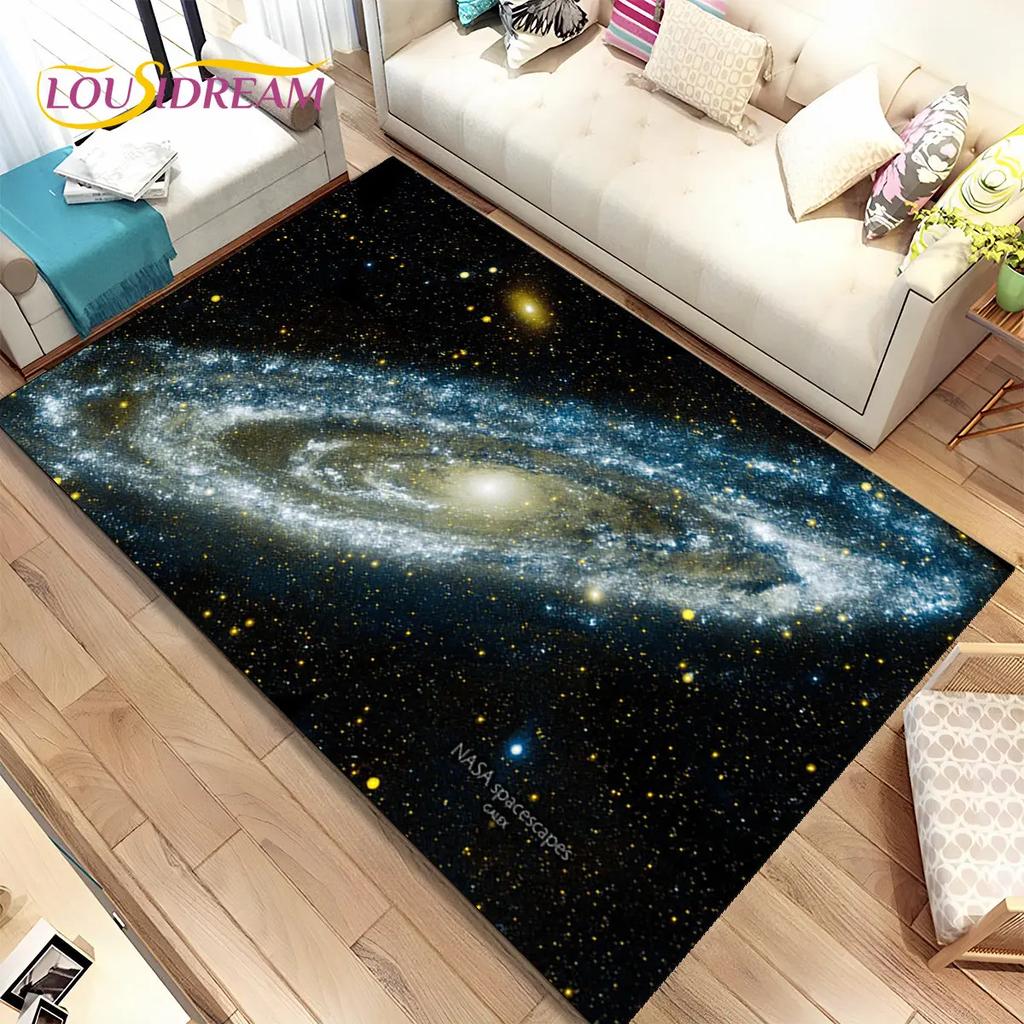 Galaxy Universe Space Stars Area Rug,Carpet Rug for Home Living Room Bedroom Sofa Doormat Decor,Kids play Non-slip Floor Mat HD
