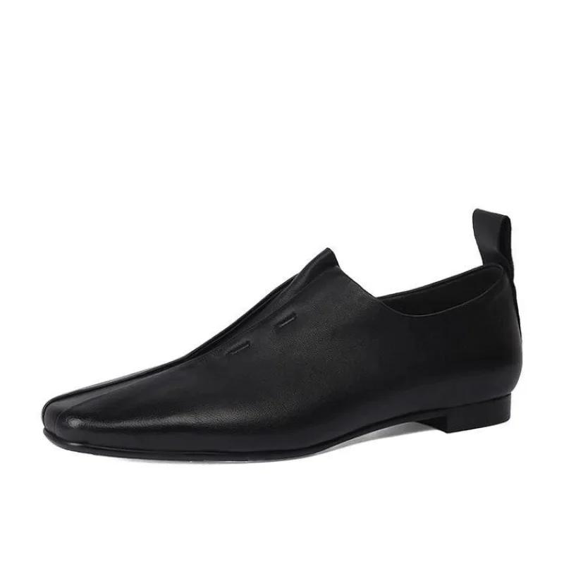 French Giant Soft Milk Shoes Deep Mouth Single Shoes Women's Flat Bottom 2025 Spring Autumn New Style Square Head Design