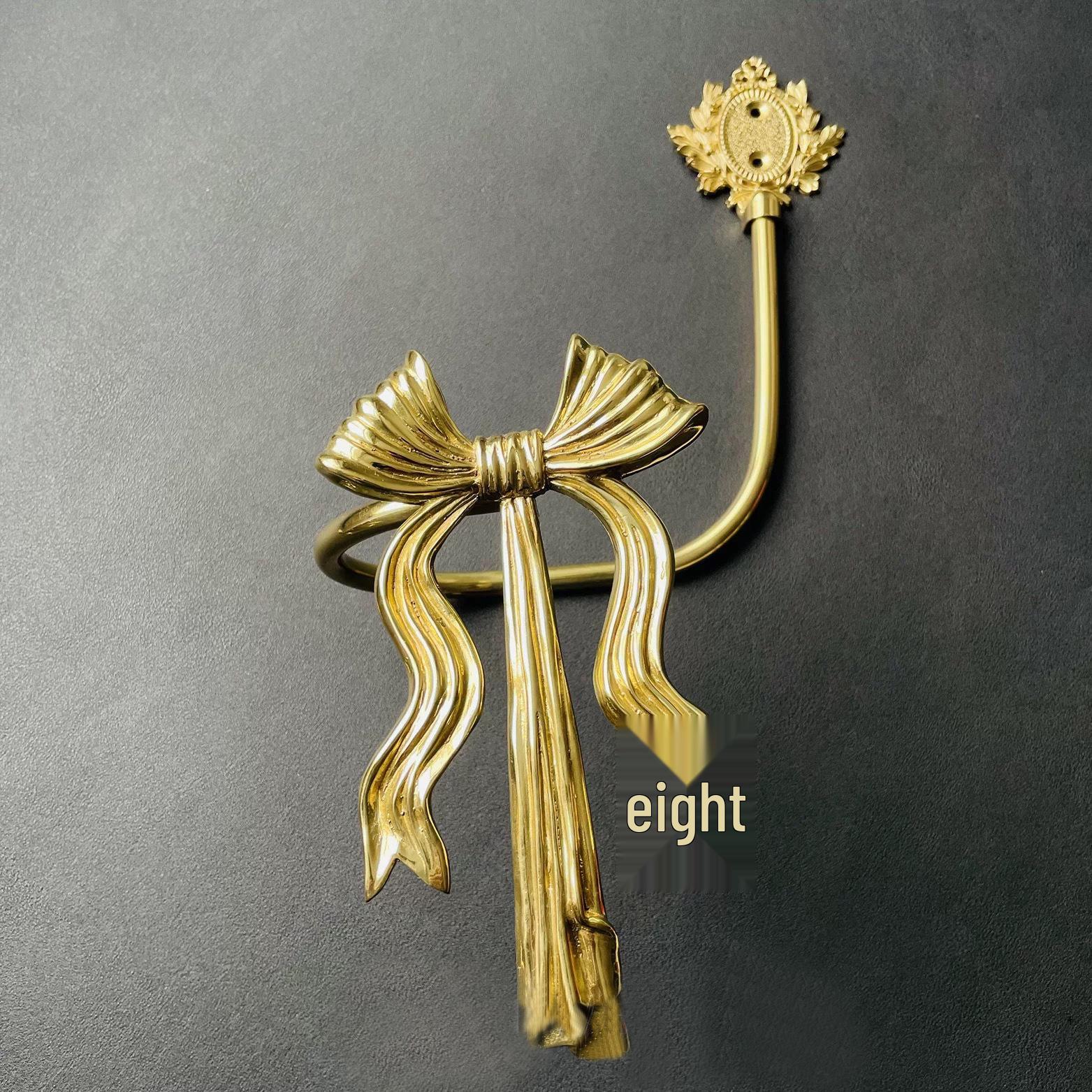 

Retro Brass Bow Curtain Hooks - Elegant American & European Style Wall-Mounted Decor for Living Room & Bedroom