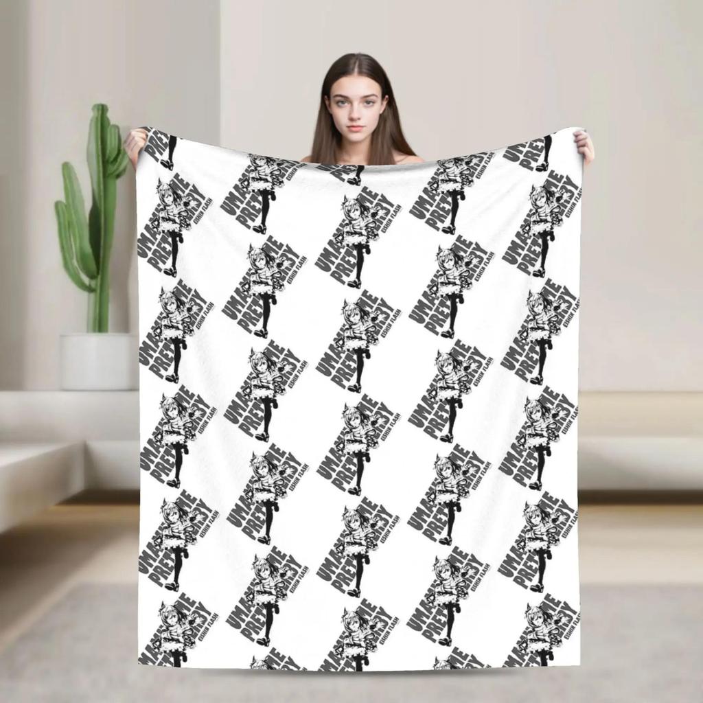 Uma Musume Mihono Bourbon Pretty Derby Anime Girl Cheerleader Flannel Throw Blanket for Kids and Picnics Soft Bedspread
