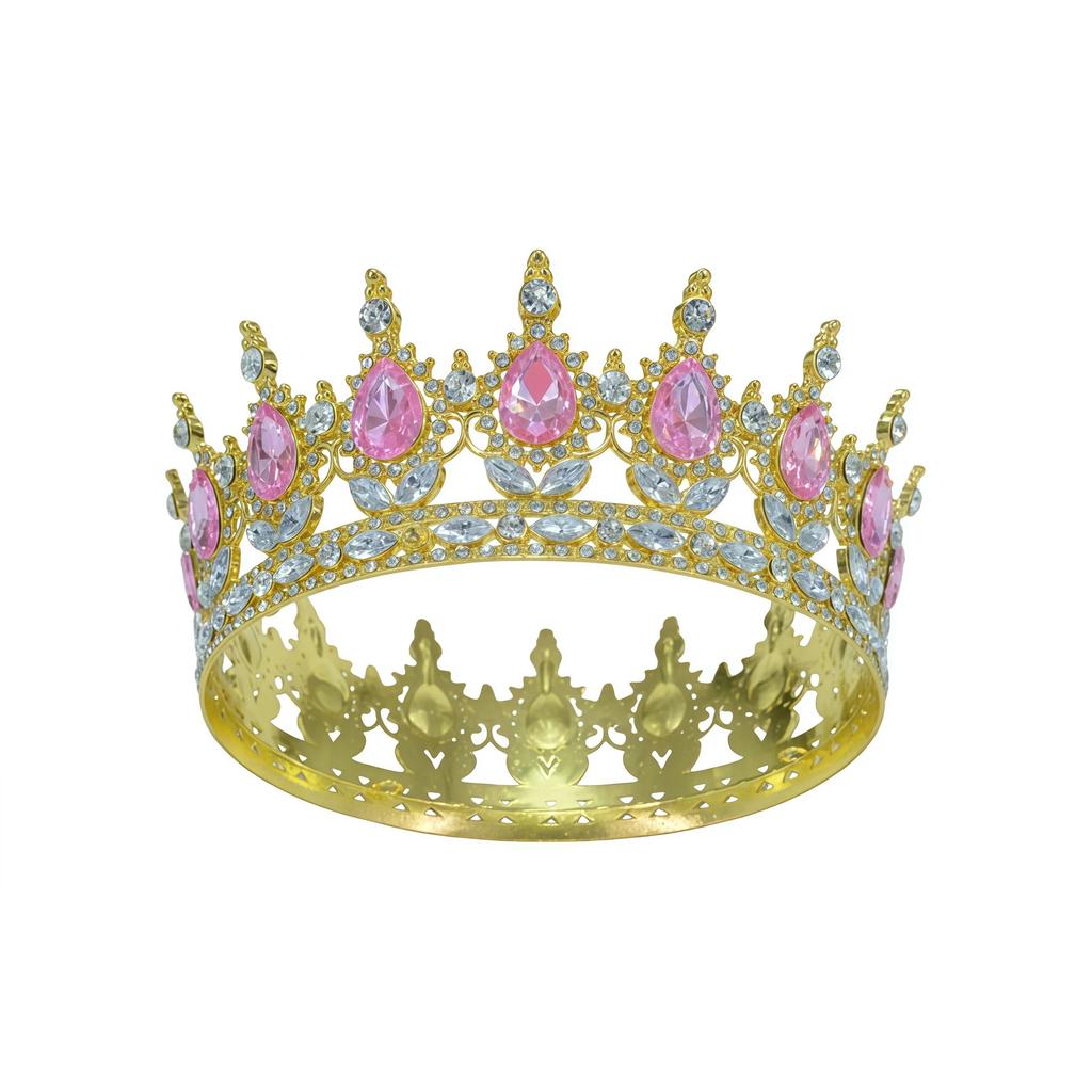 European and American Baroque Bridal Round Crown Party Dance Princess Tiara Birthday Crown Crystal Hair Accessories for Women