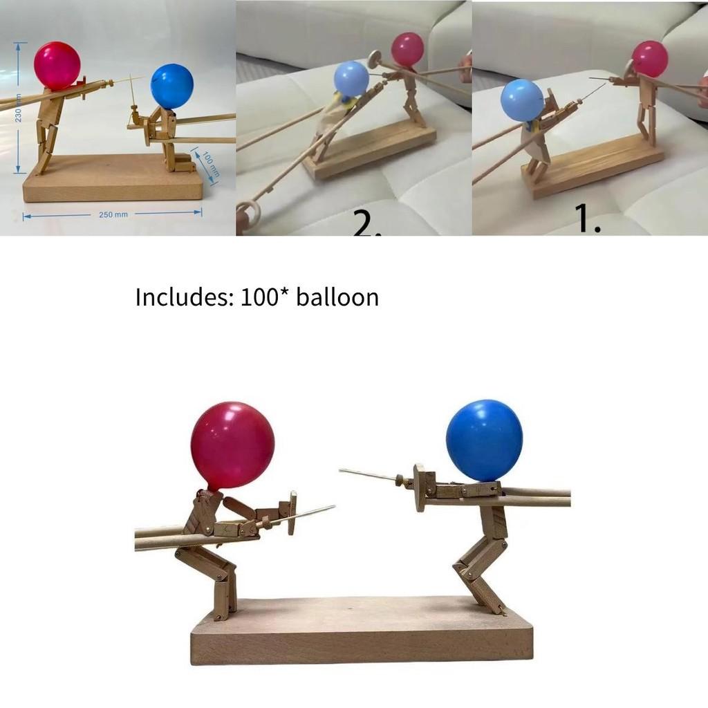 Charming Handmade Wooden Fencing Puppets With 400 Balloons Perfect For Imaginative Play