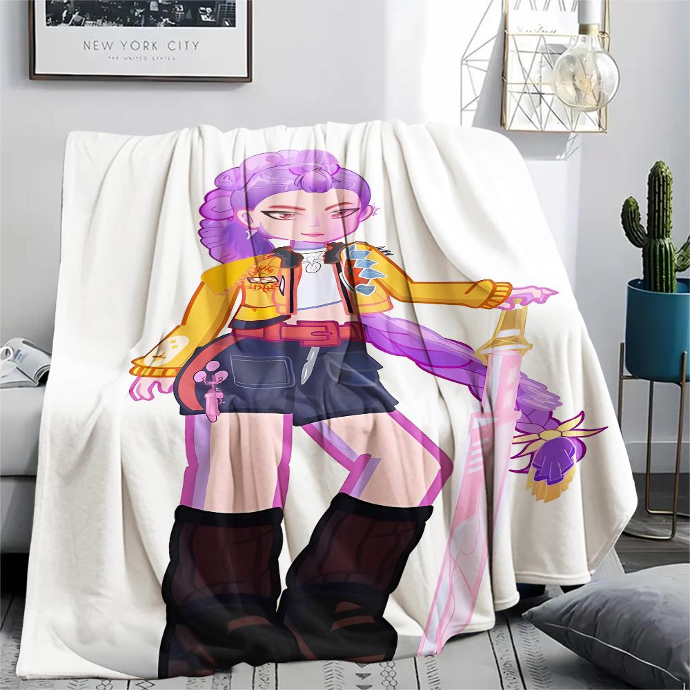 1PC Kpop Demon Hunters Print Flannel Blanket, High quality All Seasons, Home Decor, Warmth and Comfort, Perfect for Christmas Gifts